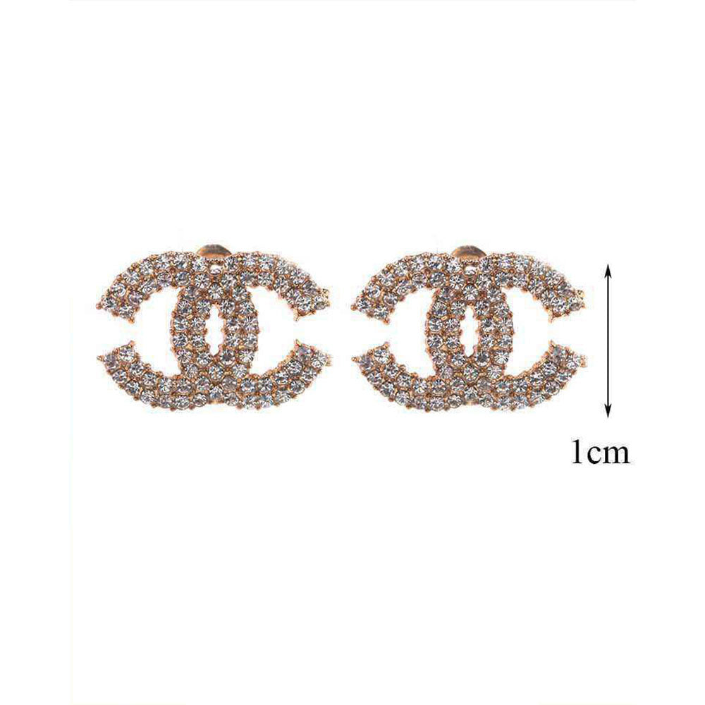 Sparkling Interlocking Letter Stud Earrings (MER-6544)