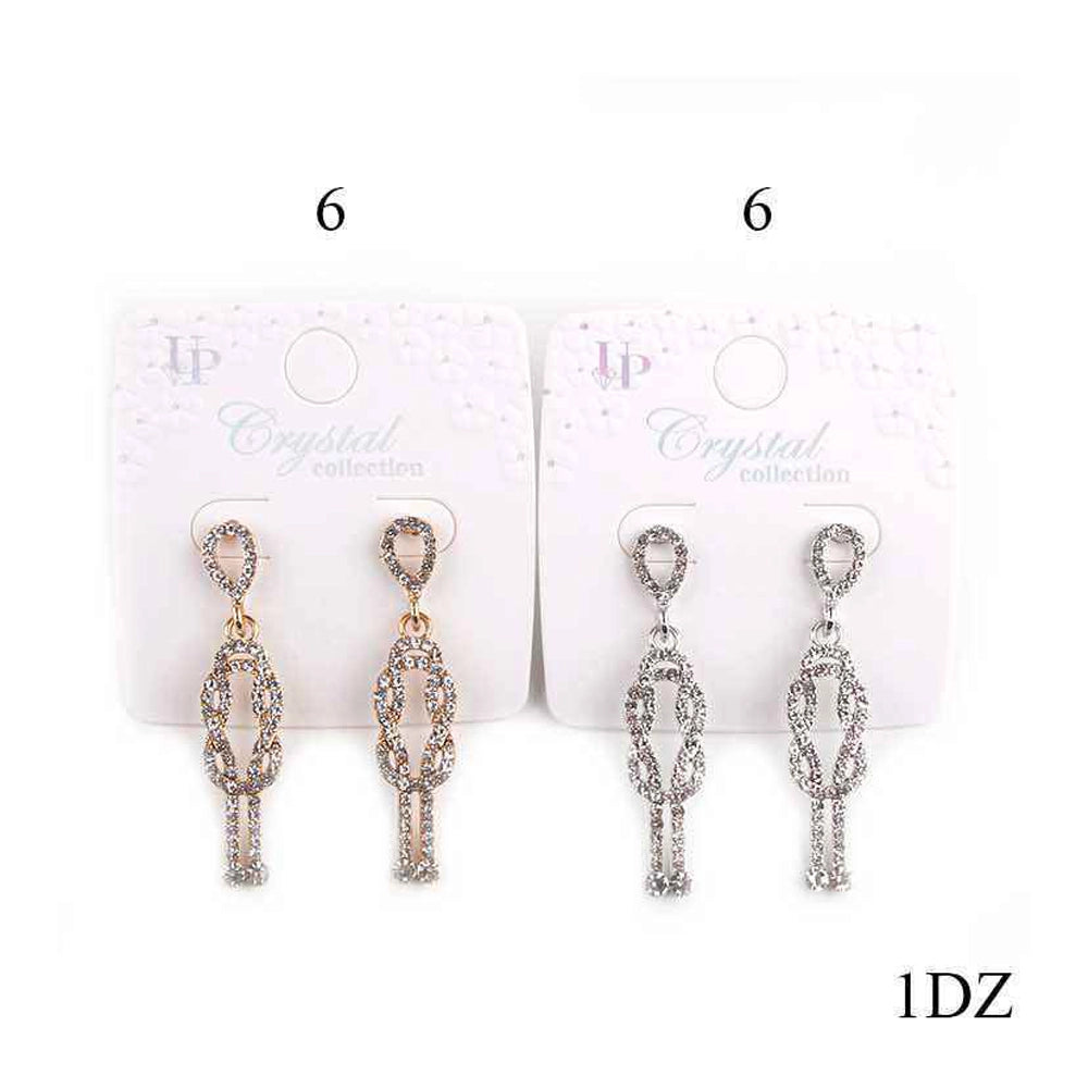 Elegant Crystal Pave Infinity Knot Drop Earrings (MER-6980)