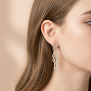 Elegant Crystal Pave Infinity Knot Drop Earrings (MER-6980)
