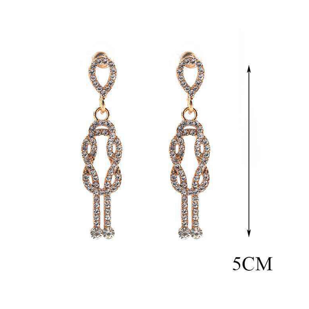 Elegant Crystal Pave Infinity Knot Drop Earrings (MER-6980)