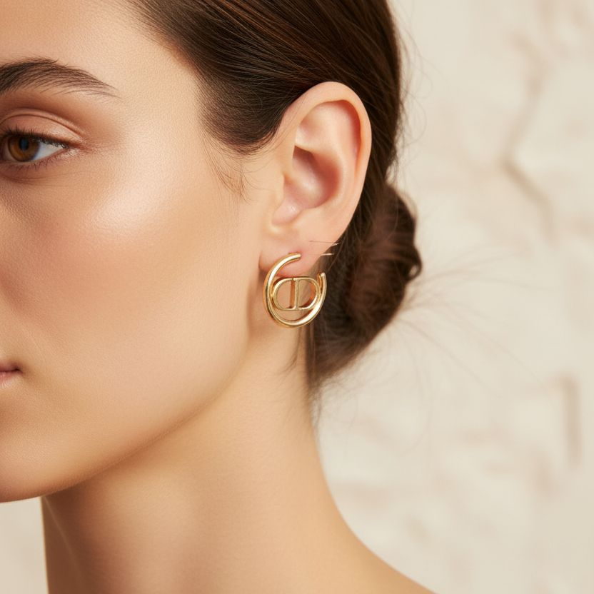 Elevate Your Style: Chic "CD" Inspired Hoop Earrings (MER-7058)