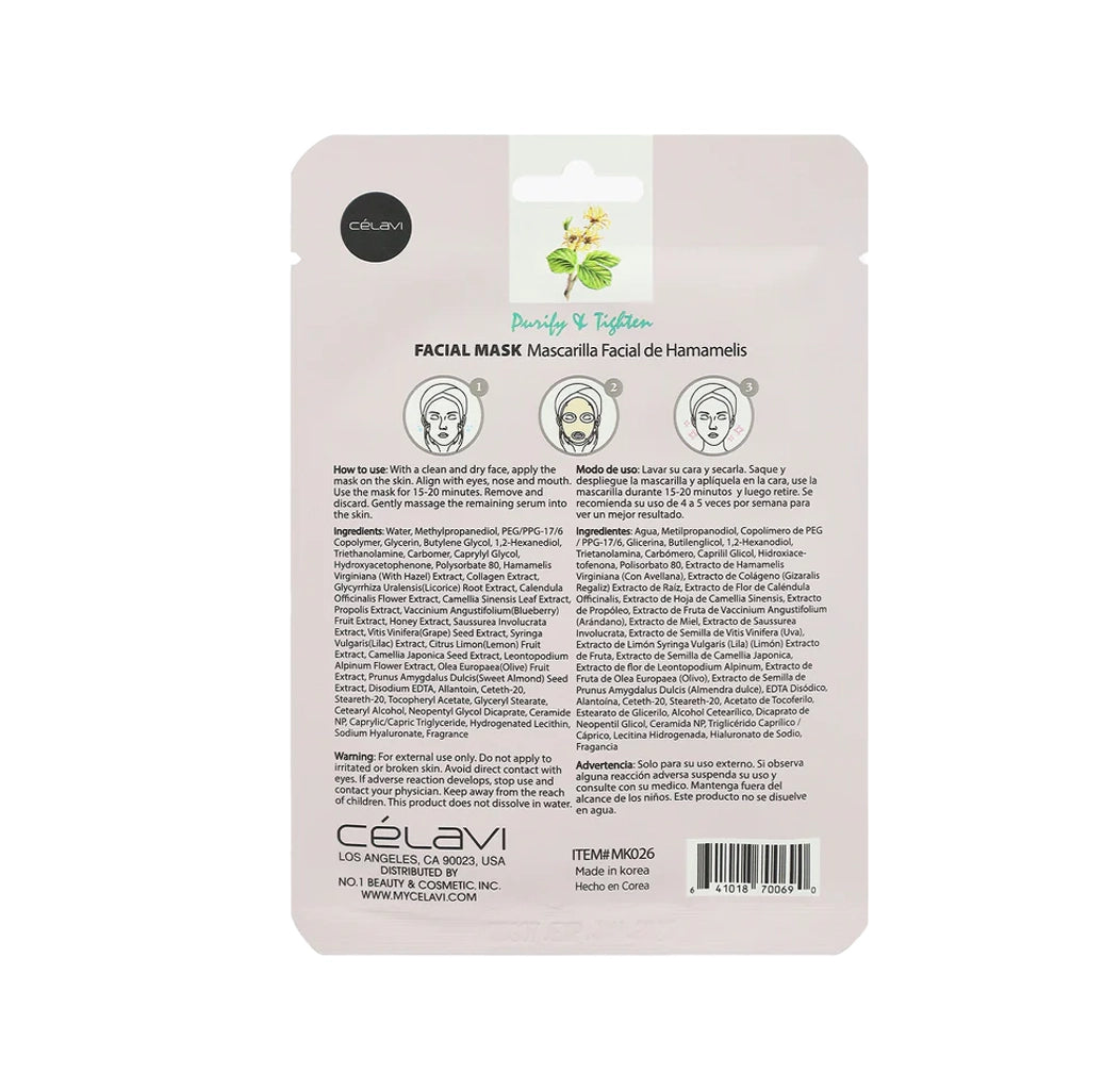 Célavi - Witch Hazel Purifying & Tightening Sheet Mask