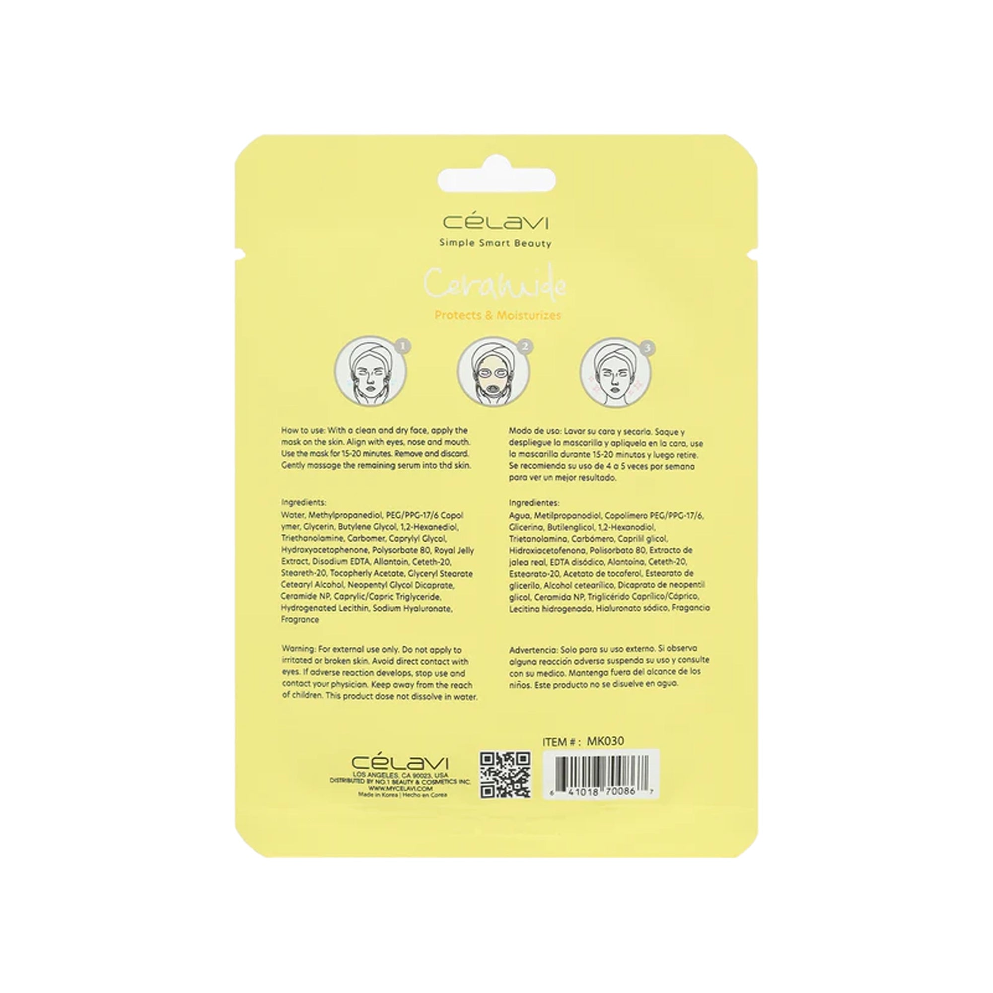 Celavi - Ceramide Facial Sheet Mask: Deep Hydration & Protection