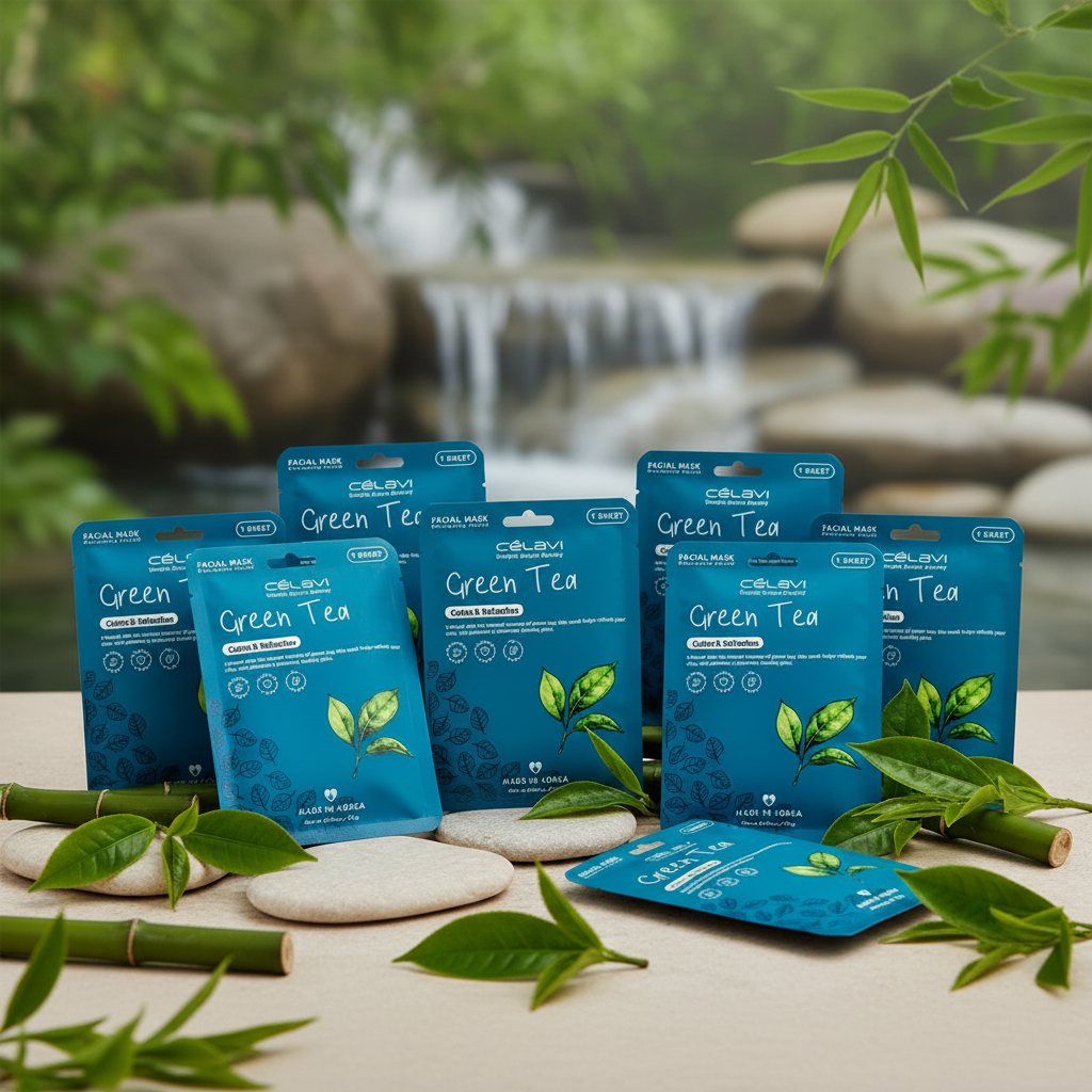 Célavi - Green Tea Essence Facial Sheet Mask