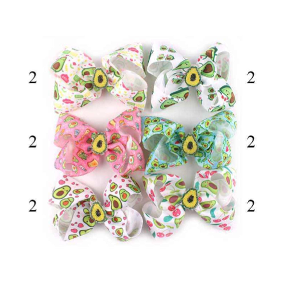Cute Avocado Print Hair Bow Clip - 15CM