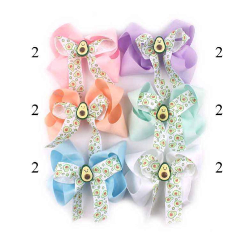 awaii Avocado Print Mega Hair Bow Clip - 6-Pack