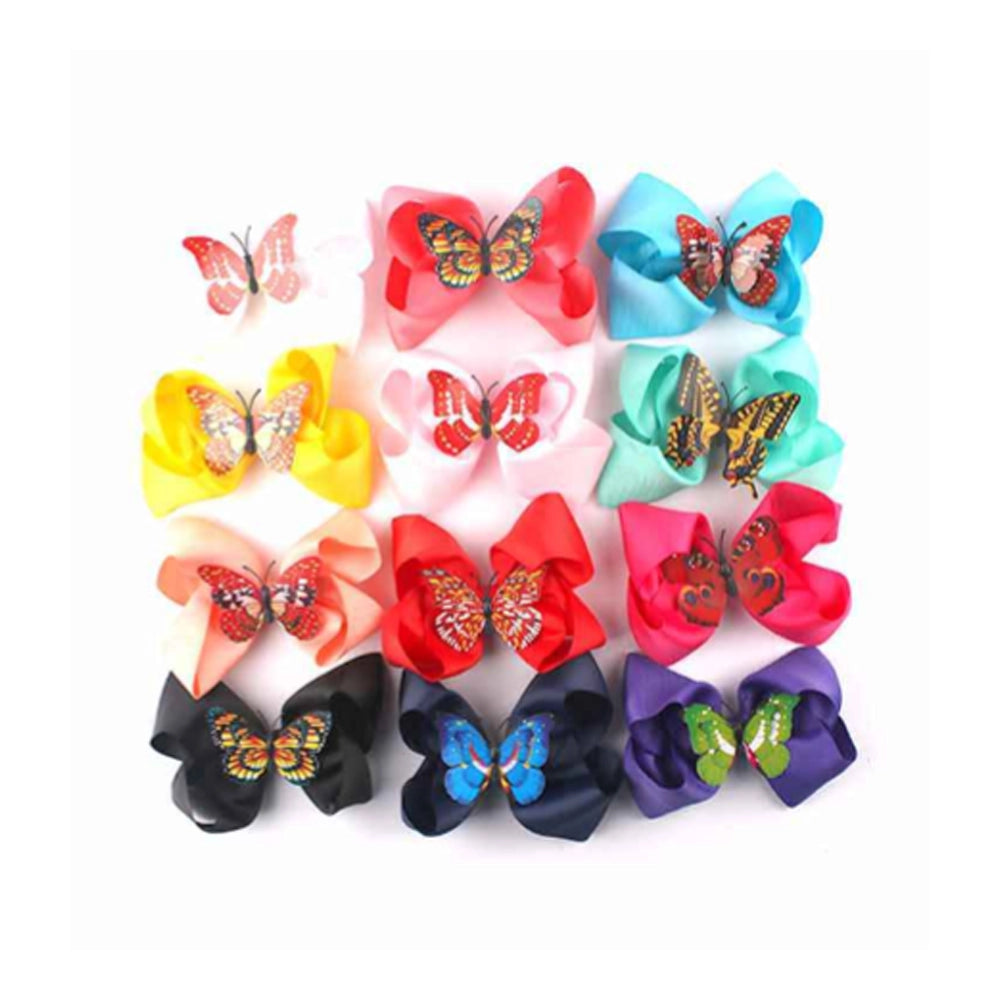 Giant 6-Inch Turquoise Butterfly Hair Bow Clip - Vibrant 3D Accent