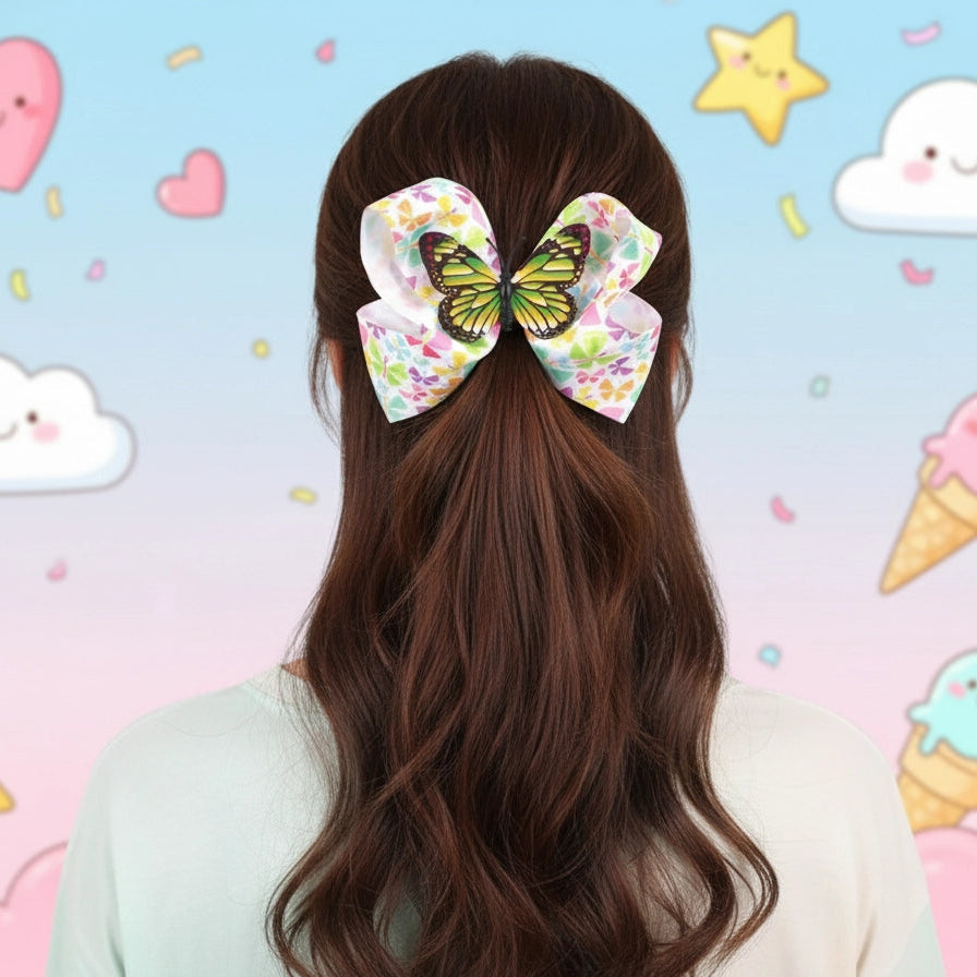 Enchanting Butterfly Hair Bow Clips - 15cm Jumbo Size