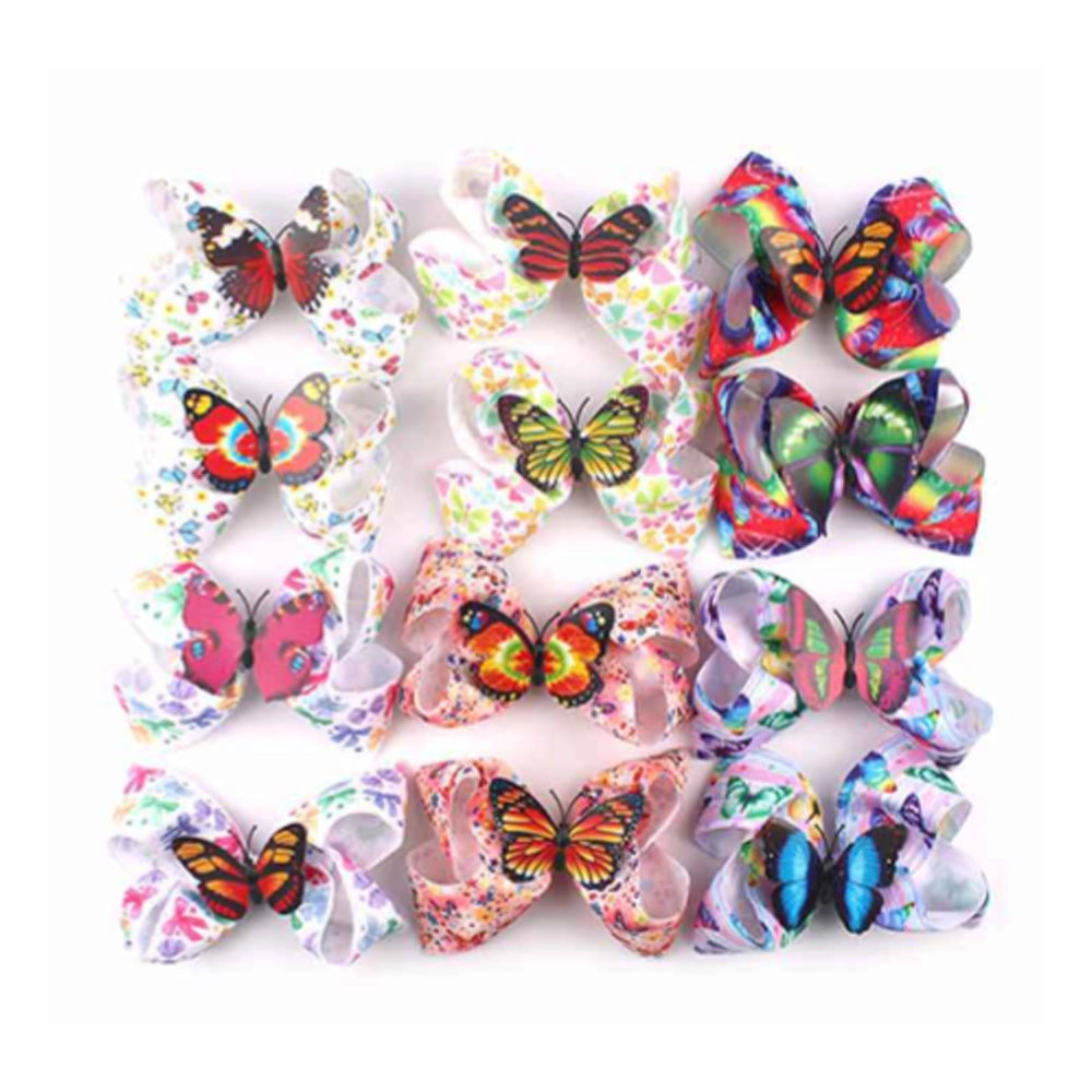 Enchanting Butterfly Hair Bow Clips - 15cm Jumbo Size