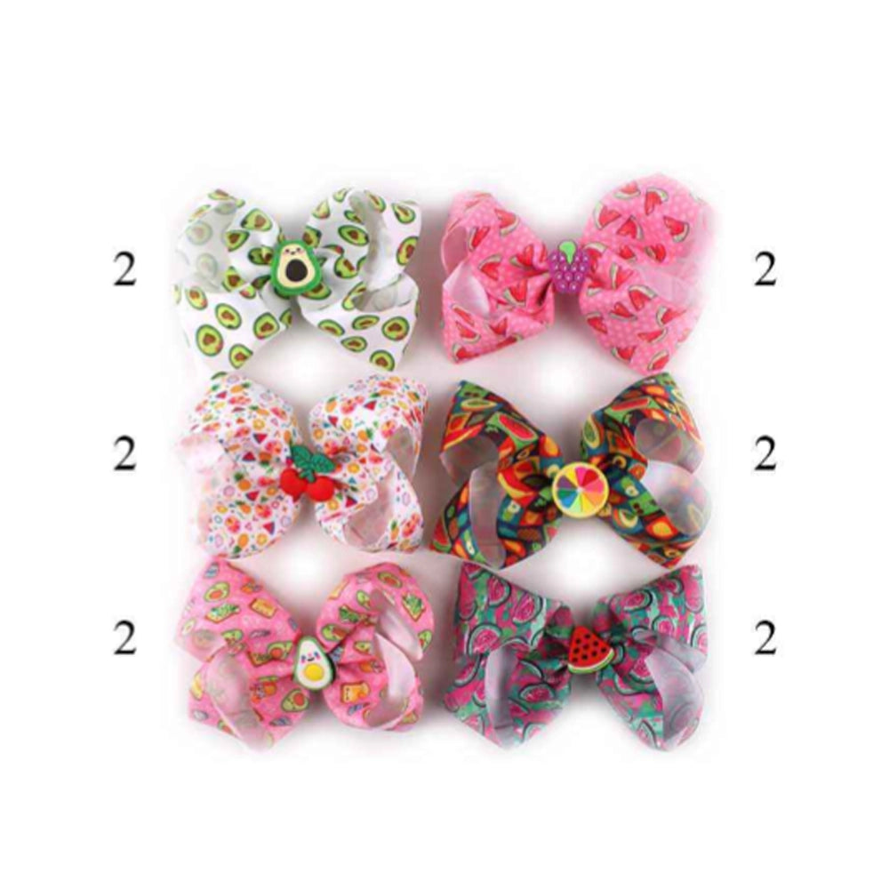 Vibrant Fruit Print Hair Bow Clip - 6 designs (15cm)