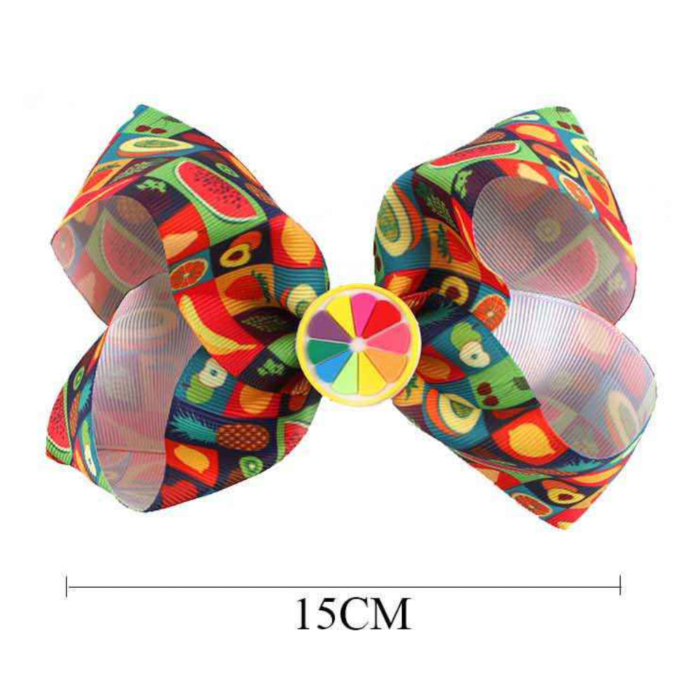 Vibrant Fruit Print Hair Bow Clip - 6 designs (15cm)