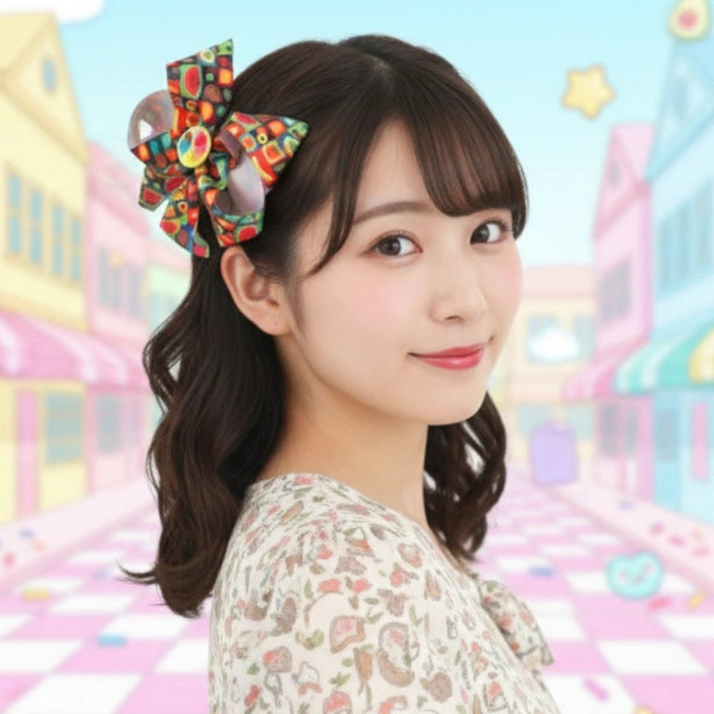 Vibrant Fruit Print Hair Bow Clip - 6 designs (15cm)