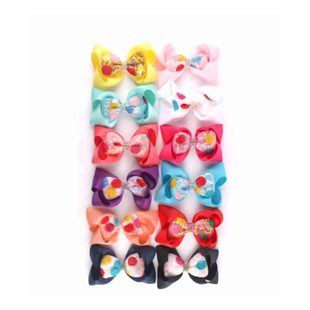 Confetti Sparkle Jumbo Hair Bow Clip (15cm)