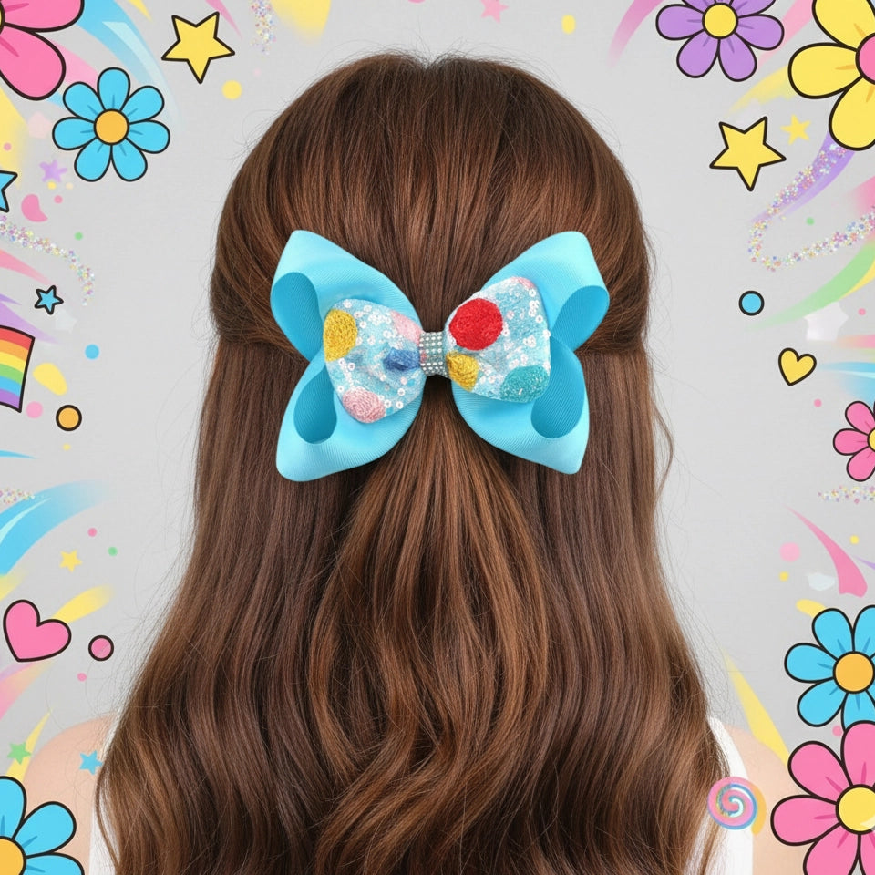 Confetti Sparkle Jumbo Hair Bow Clip (15cm)