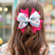 Pop of Color Spiky Easter Bunny Bow Clip - 13CM