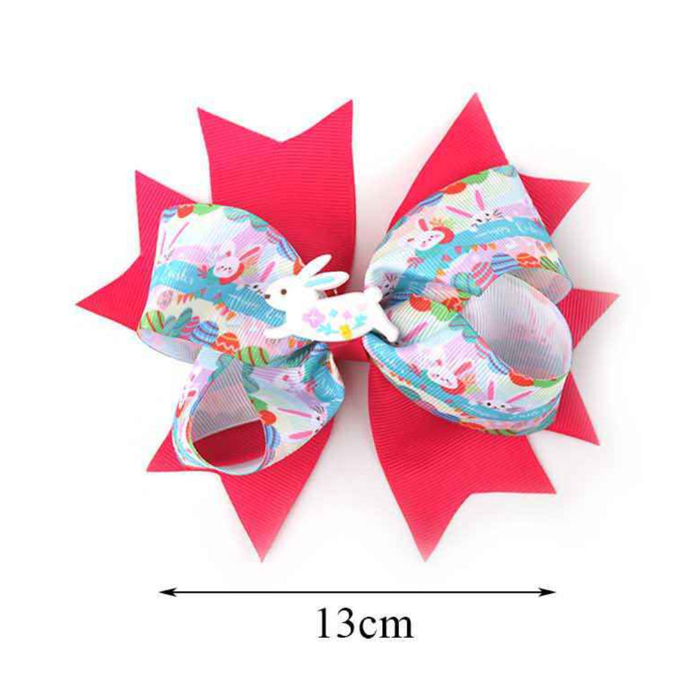 Pop of Color Spiky Easter Bunny Bow Clip - 13CM