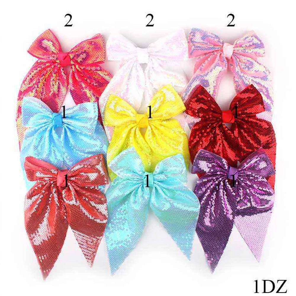 Sparkling Sequin Hair Bows - Large Cheer Style Accessories (MKC-4507)