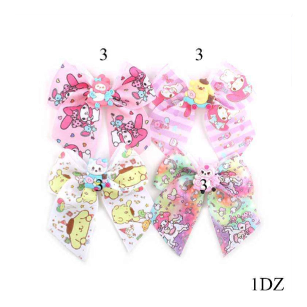 Cute Pastel Character Print Hair Bow Clips