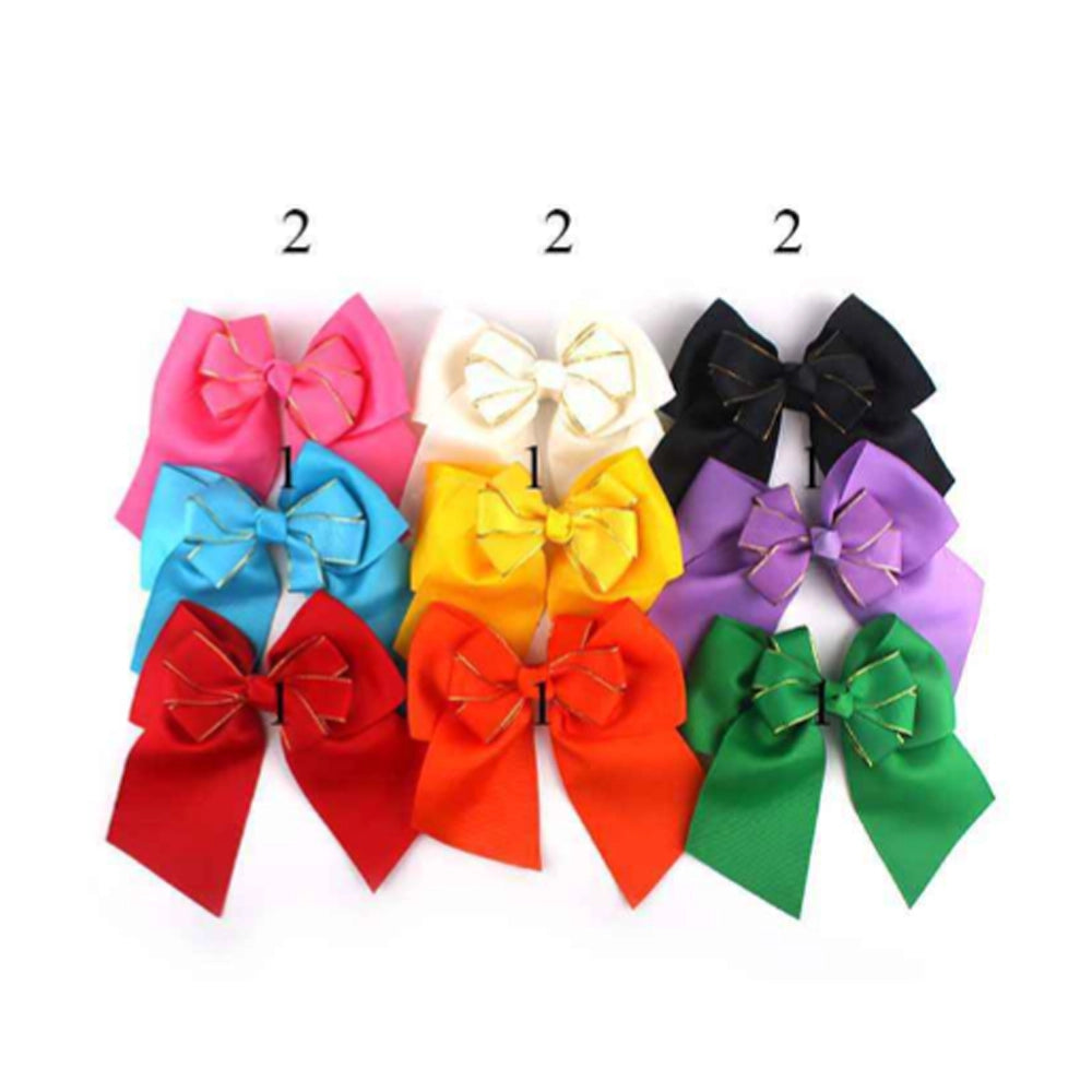 Dazzling Gold-Trimmed Cheer Bow Clips (16cm)