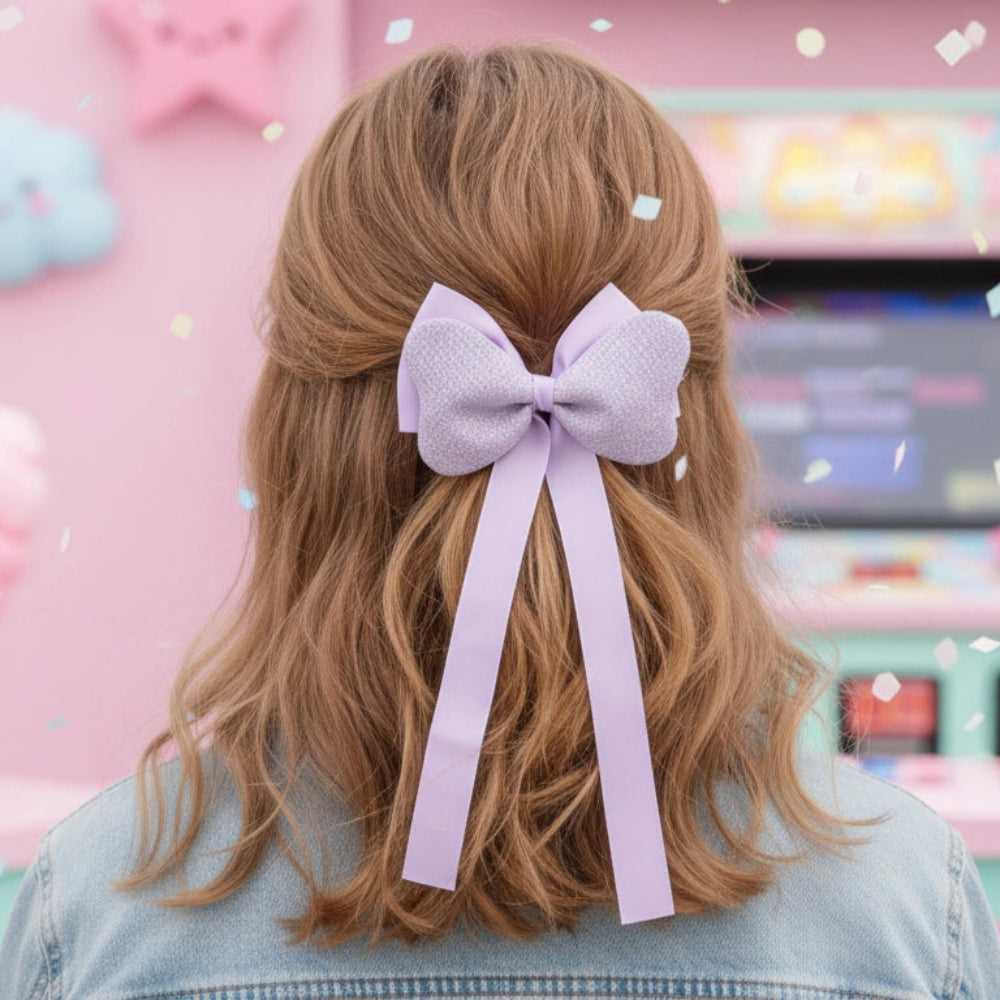 Pastel Dream Long Ribbon Hair Bow Clip (28cm)