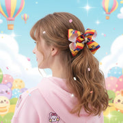 Sparkling Andorra Flag Grosgrain Hair Bow (15CM) - Patriotic Fan Accessory