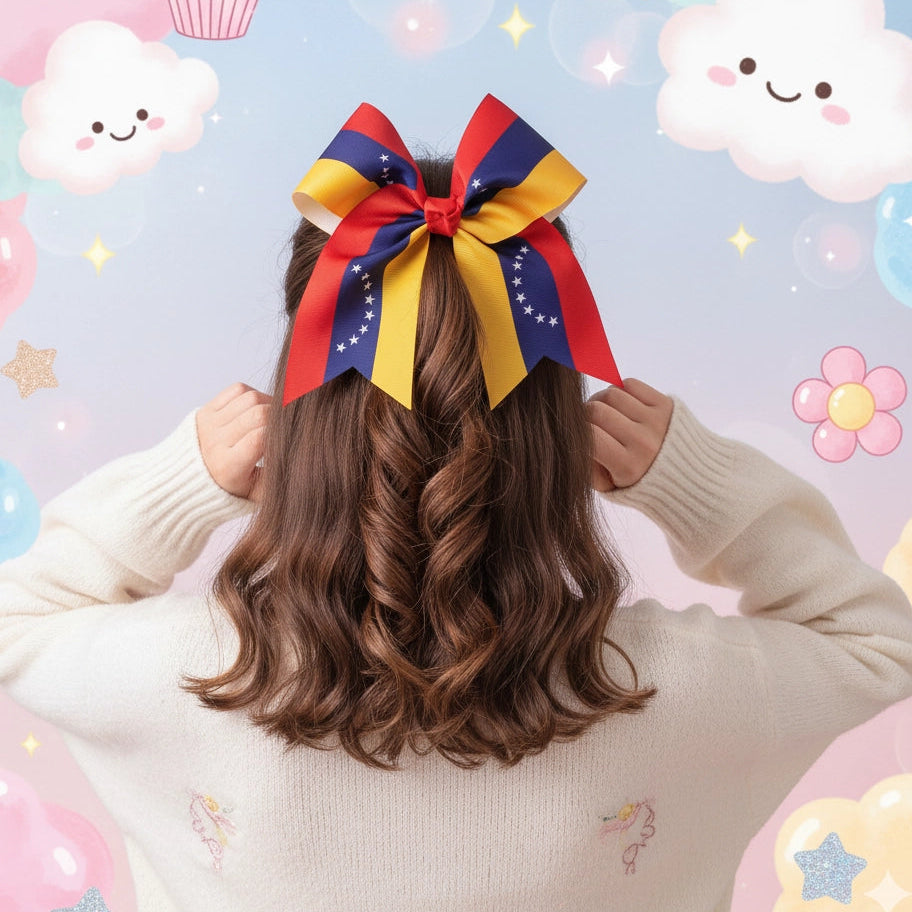 Oversized Venezuela Flag Grosgrain Hair Bow (18CM) - Patriotic Fan Accessory