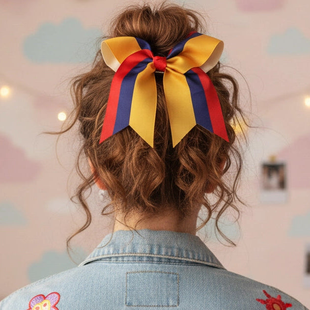 Ultra-Oversized Colombian Flag (Yellow/Blue/Red) Hair Bow - 18CM Statement Accessory