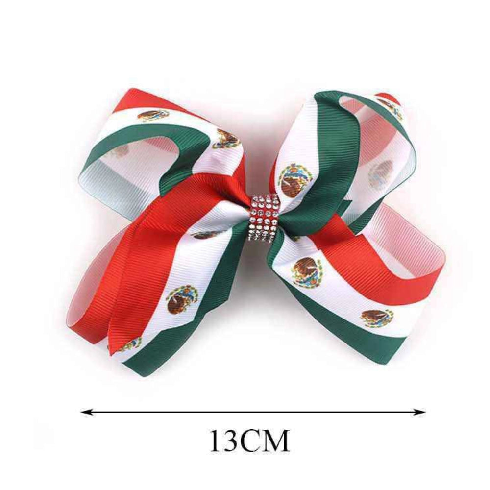 Mexican Flag Jumbo Hair Bow Clip