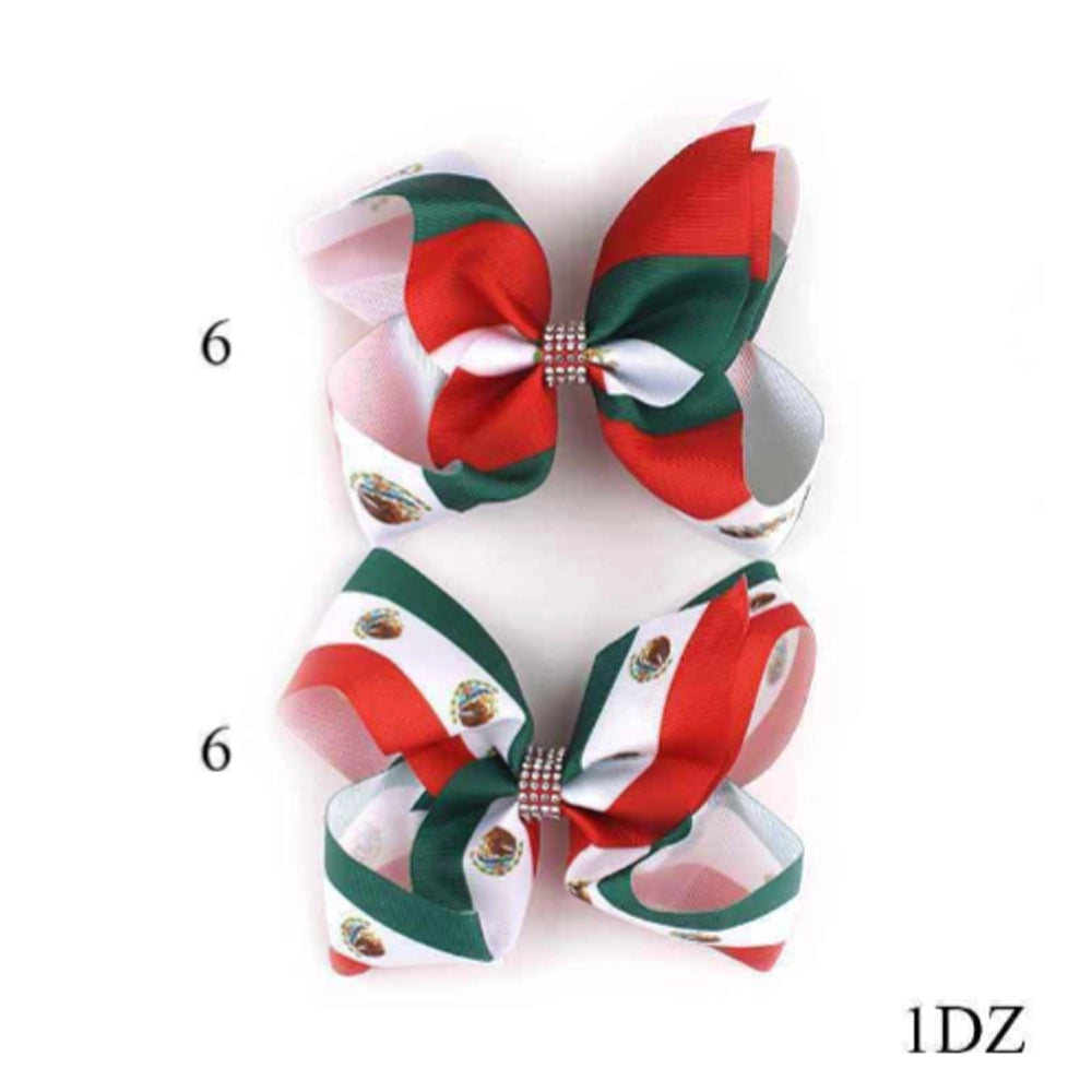 Mexican Flag Jumbo Hair Bow Clip