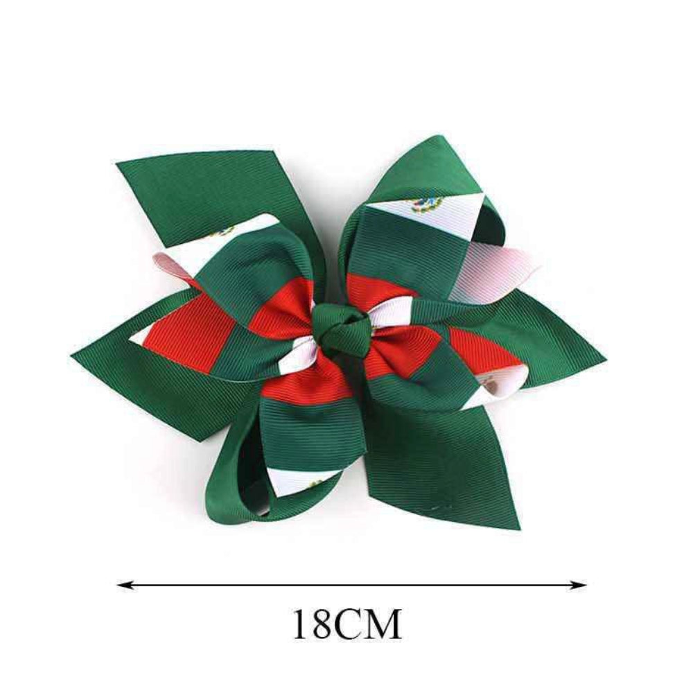 MX Festive Mexican Flag Hair Bow Clip