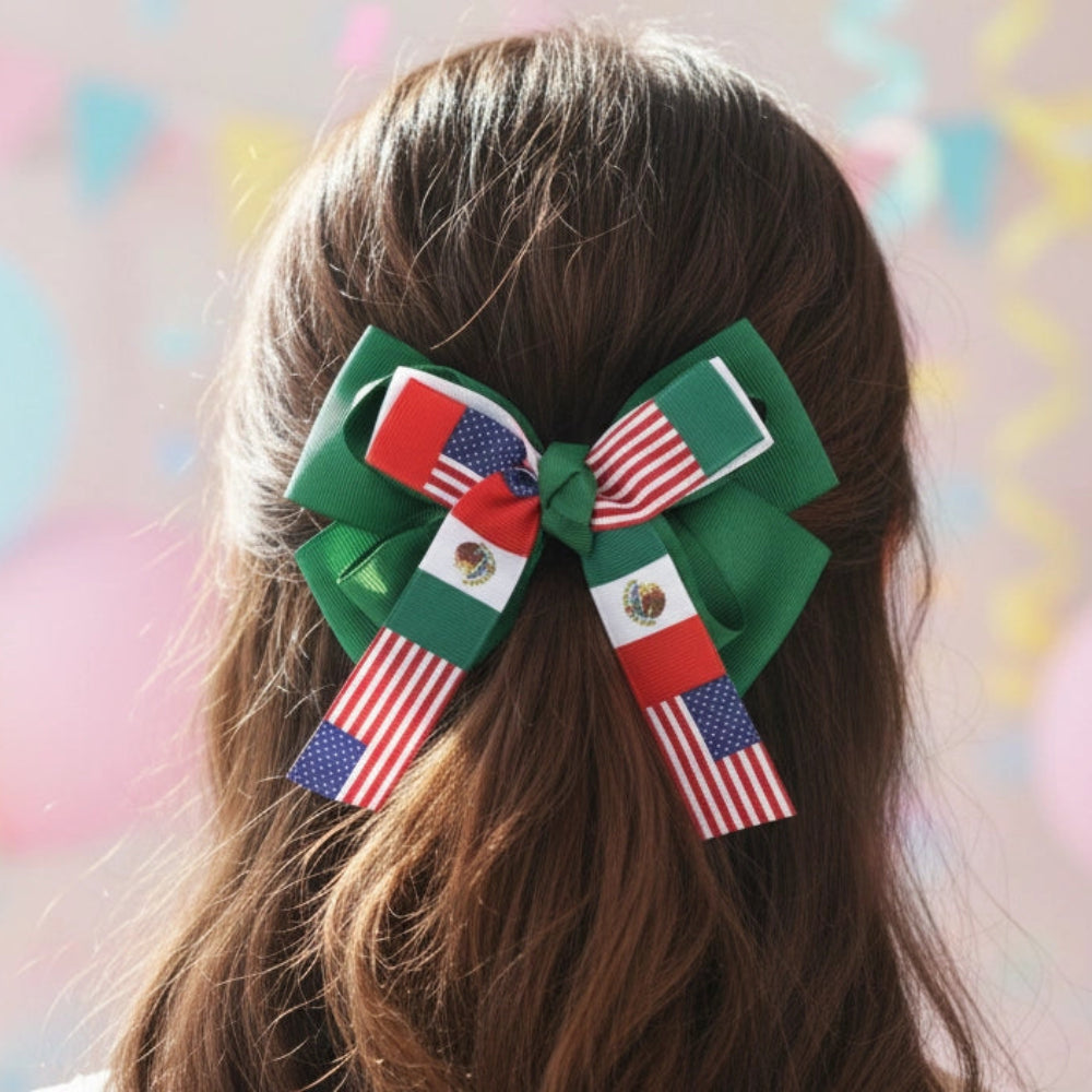 MX US Dual Flag Heritage Hair Bow Clip