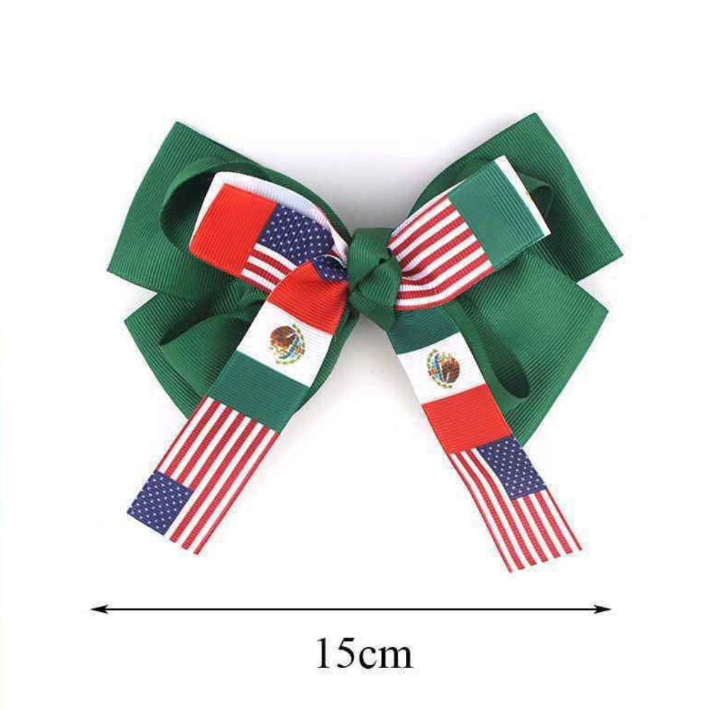 MX US Dual Flag Heritage Hair Bow Clip