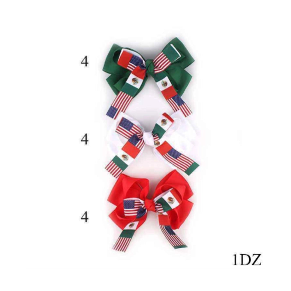 MX US Dual Flag Heritage Hair Bow Clip