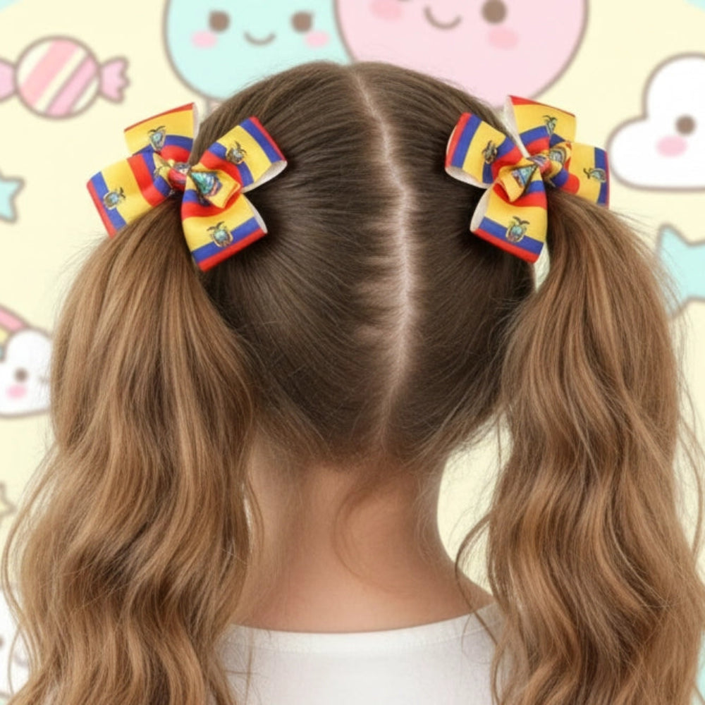 Fan Spirit 9cm Tri-Color Hair Bow Clip