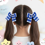 Game Day Stripe 9cm Hair Bow Clip