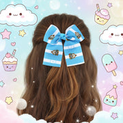 Sky Blue Fan Spirit 9cm Hair Bow Clip