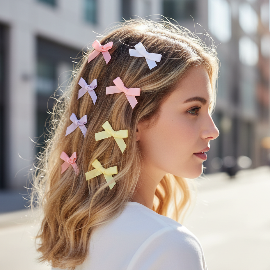 Dreamy Pastels: Soft Mini Bow Hair Clip Set
