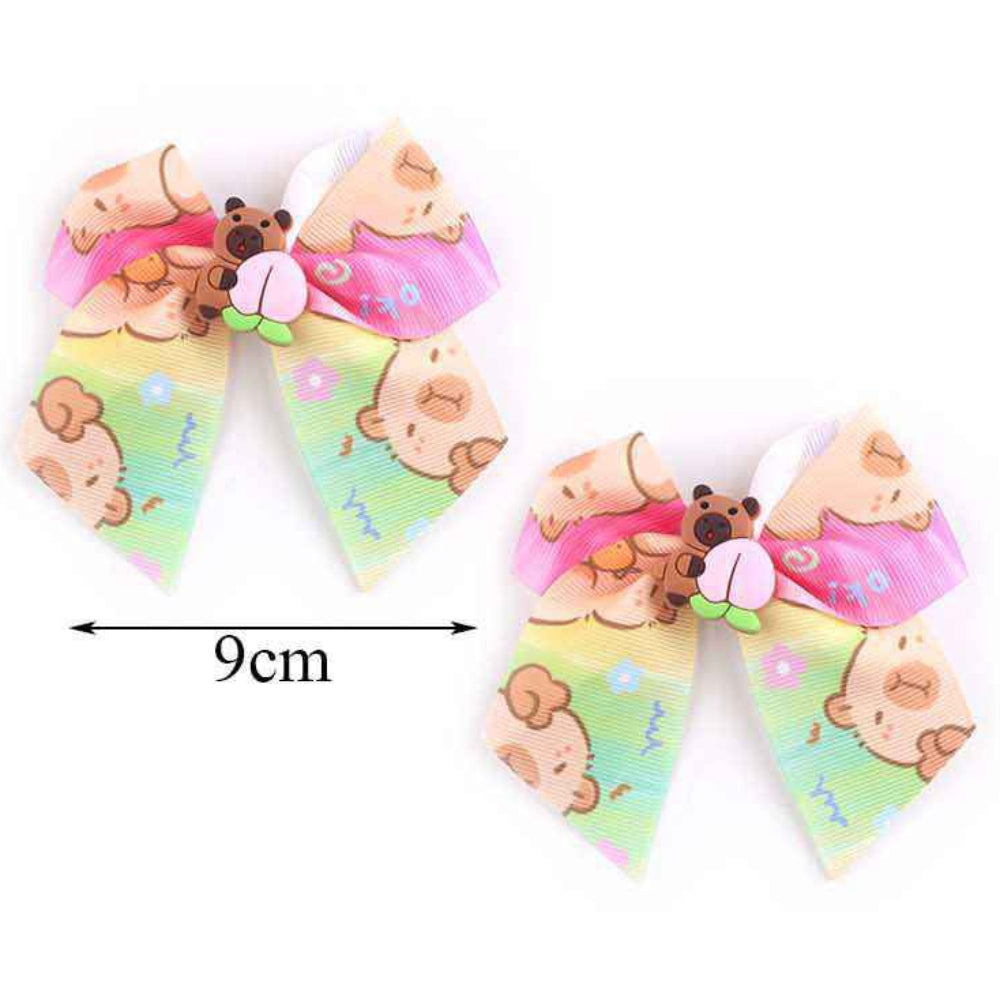 Charming Teddy Bear Hair Bow Clips