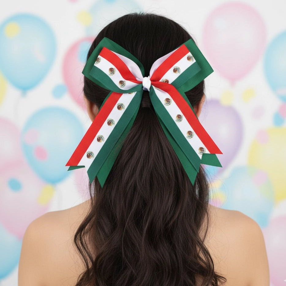 Extra Large Mexican Flag Hair Bow Clip - 18cm