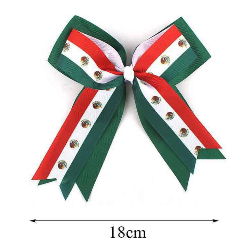 Extra Large Mexican Flag Hair Bow Clip - 18cm