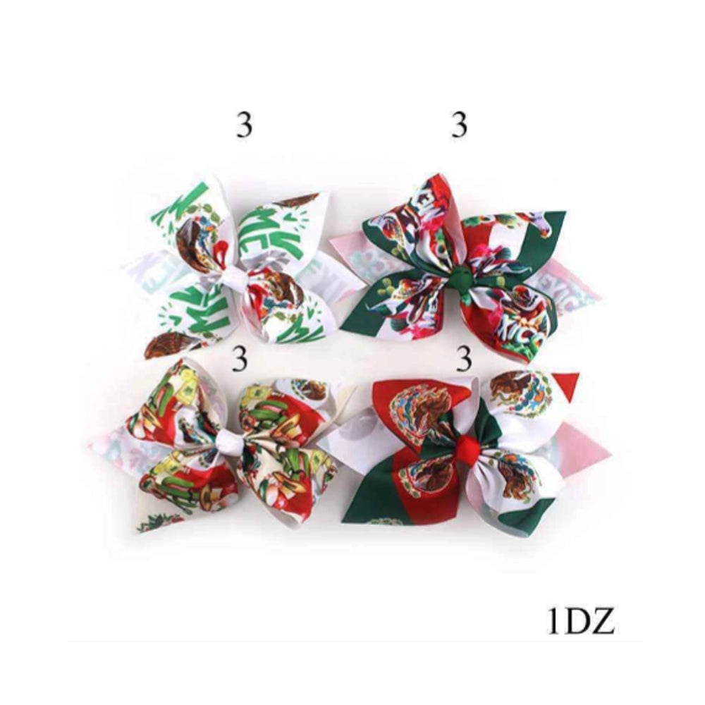 umbo Mexican Flag Print Hair Bow Clip (18cm)