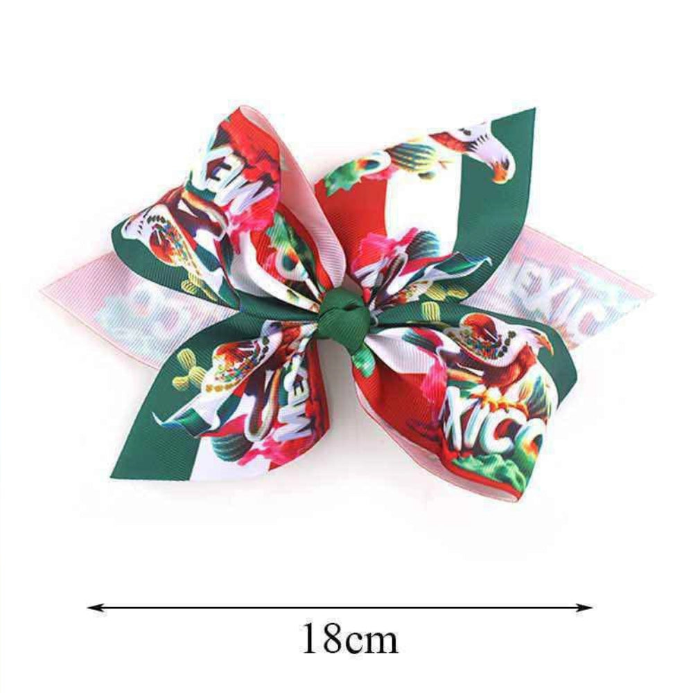 umbo Mexican Flag Print Hair Bow Clip (18cm)