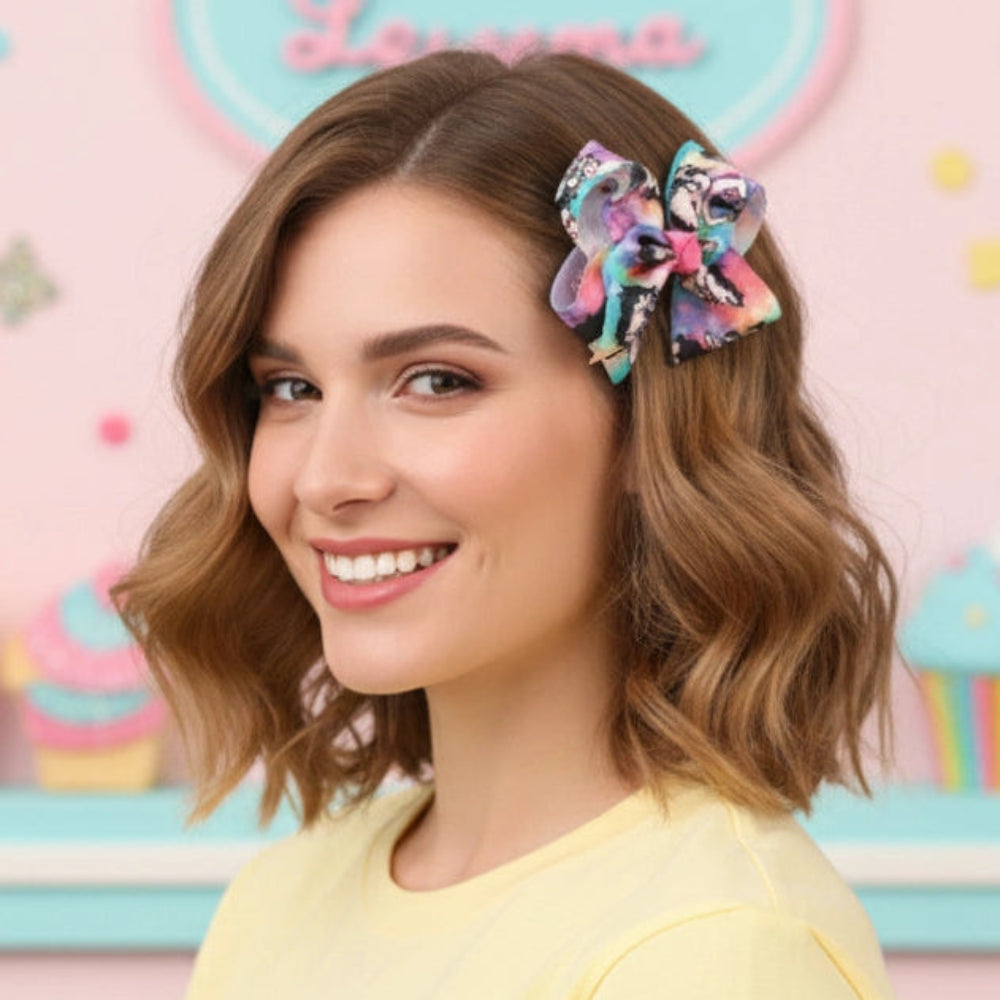 Chic Cartoon Cutie Hair Bow Clip - 9cm Playful Accessory