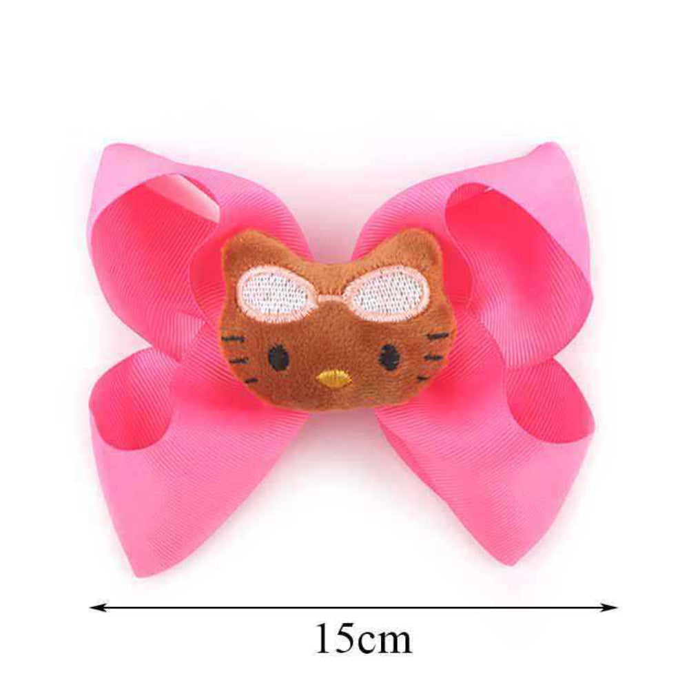 Adorable Cat Face Grosgrain Hair Bow Clips