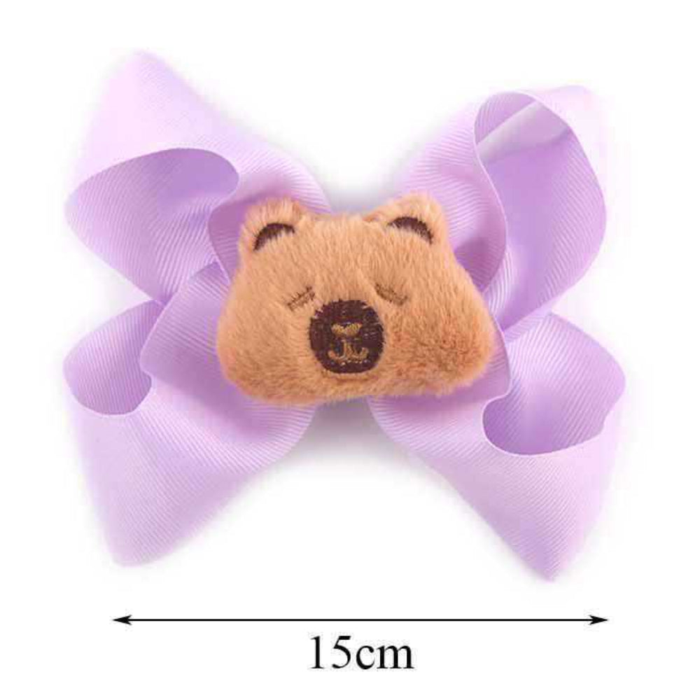 Snuggly Bear Ribbon Hair Bow Clip - 6 Colors Available!