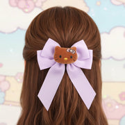 Cute Kitty Face Ribbon Hair Bow Clip - 6 Colors Available!