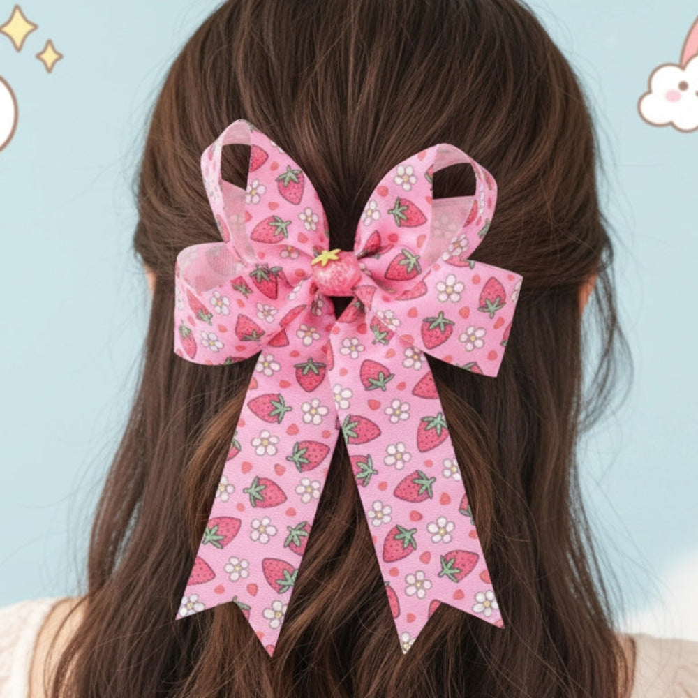 XXL 18cm Pink Strawberry Statement Hair Bow