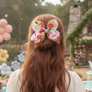 Ultra-Oversized 15CM Cartoon Treat Print Bow Clip with Rhinestone Center - Kawaii Pop Statement