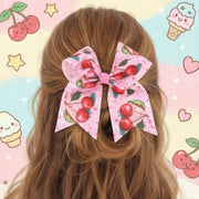 Vibrant 15cm Pink Cherry Statement Hair Bow