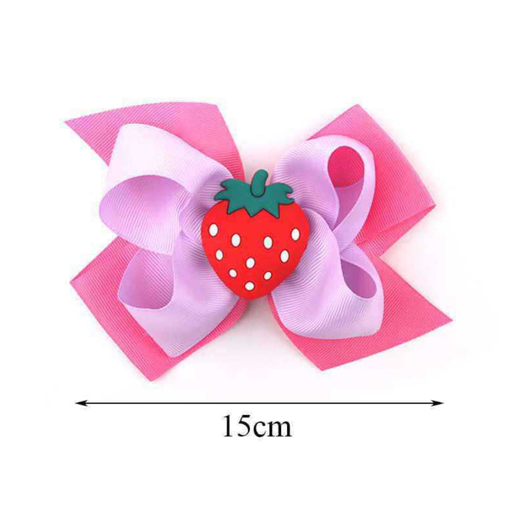 Sweet Strawberry & Cherry Hair Bow Clips (15cm)